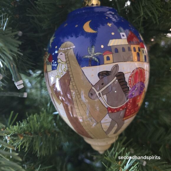 LI BIEN 3 KINGS ORNAMENT BOX  2012 CHRISTMAS GLASS Reverse Painting Pier 1 - Picture 4 of 8